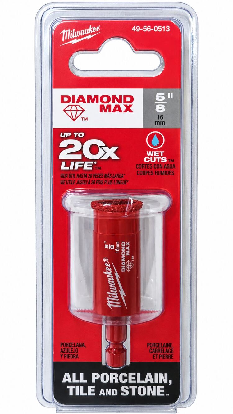 Milwaukee 49-56-0513 Diamond MAX 5/8 in Hole Saw Porcelain Tile Stone 16mm